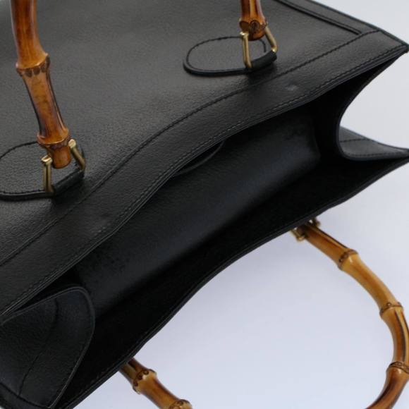 GUCCI Bamboo Hand Bag Leather Black 002 2853 0260 0 Auth bs9832 - Picture 6 of 16